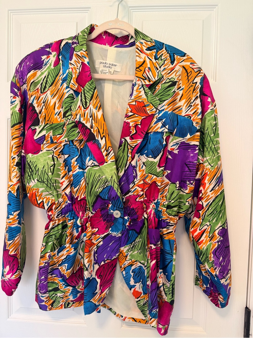 Vintage Silk Multicolor Floral Print Women's jacket